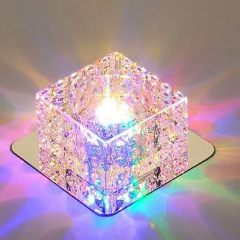 

3W Ceiling Mounted Bling Bar Hotel Decorative Home Stairs Led Bright Rhinestone Vibration Proof Living Room Aisle Lamp Square