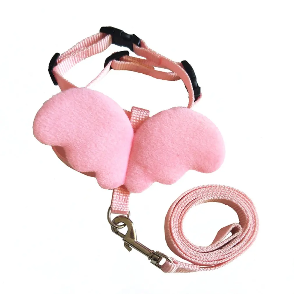 

Cute Pet Dog Leashes Collars Set for Small Pet Adjustable Dog Harness with Angel Wings Nylon Strap Pet Accessories