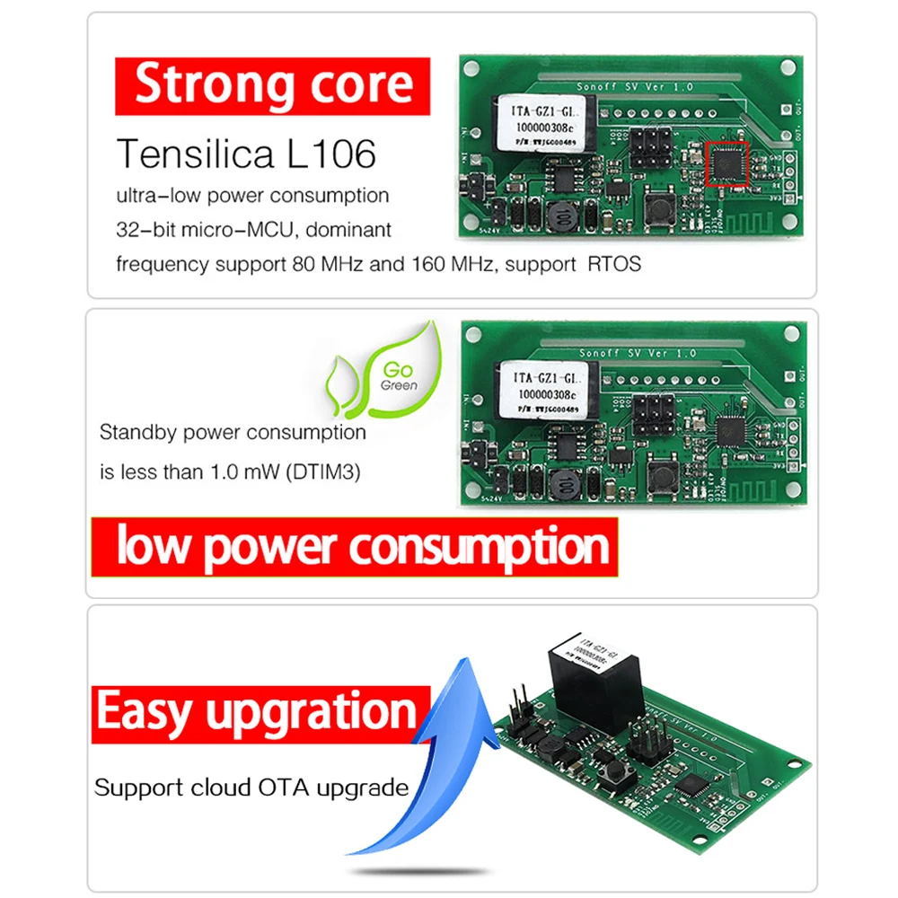 Smart Switch Itead SONOFF SV Wifi Smart Switch Safe Voltage WiFi Wireless Smart Home Module Support Secondary Development Works Alexa