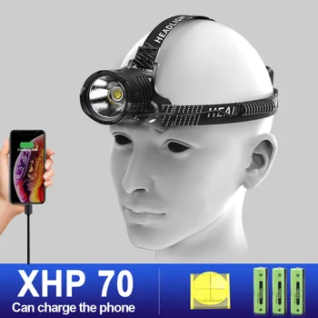 

XHP70 led powerful headlamp rechargeable 18650 battery usb high power headlight hunting fishing head lamp xhp50 Head Torch