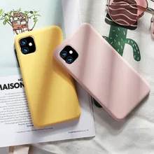 Силиконовый чехол для iPhone 11 Pro Max, однотонный жидкий силикон, бампер для iPhone XR XS 7 8 Plus Funda Coque