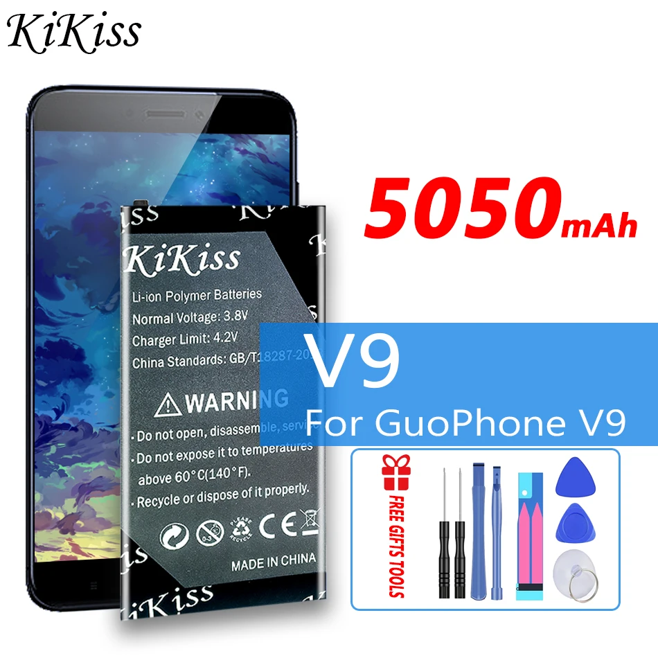 Аккумулятор KiKiss 5050 мАч для сотового телефона GuoPhone Discovery V9 | Мобильные телефоны и