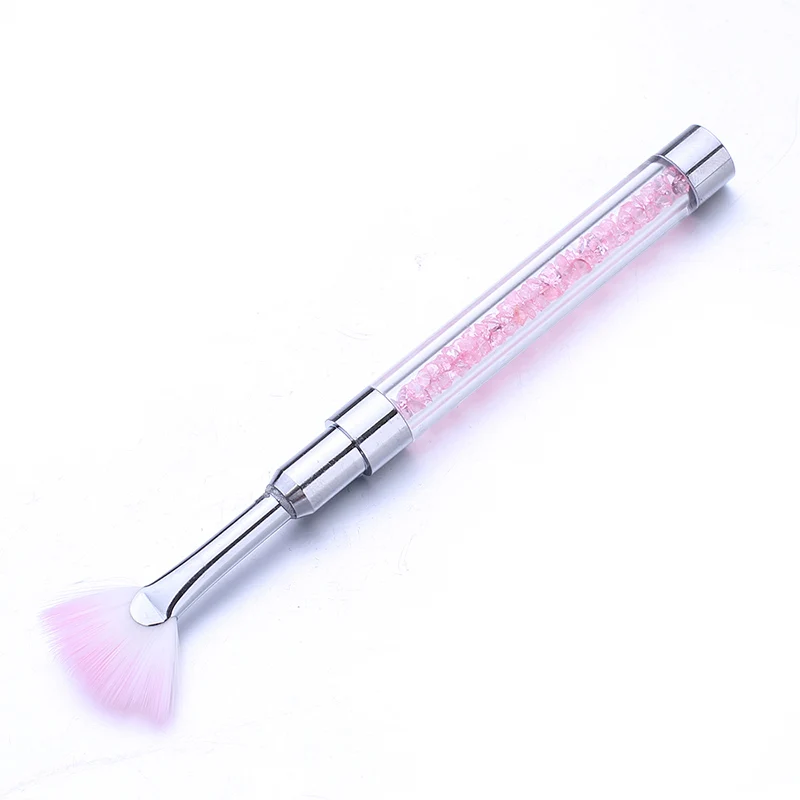 1 шт Кисть для дизайна ногтей градиентная Веерная форма розовые стразы Ручка пылезащитный блеск средство для снятия пудры Ручка 3D Гелевая Кисть для ногтей