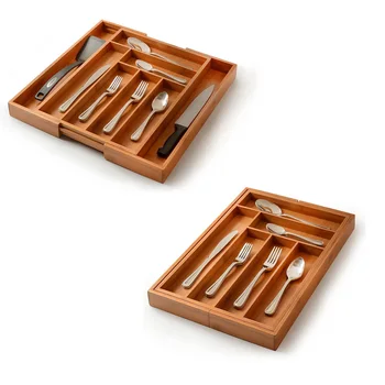 

Bamboo Expandable Premium Cutlery And Utensil Spoon Cutlery Separation Organizer Kitchen Drawer Divider Tray Drawer Organizer