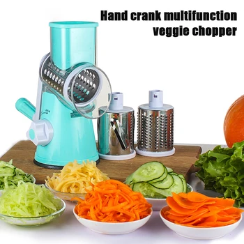 

Manual Vegetable Cutter Slicer Chopper Spiralizer Grater Multifunctional Round Mandoline Slicer Potato Cheese Kitchen Gadgets