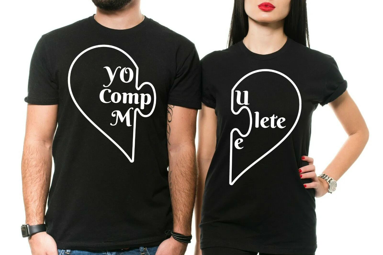 Футболка унисекс с надписью «You Complete Me Love»; одинаковая футболка для пары