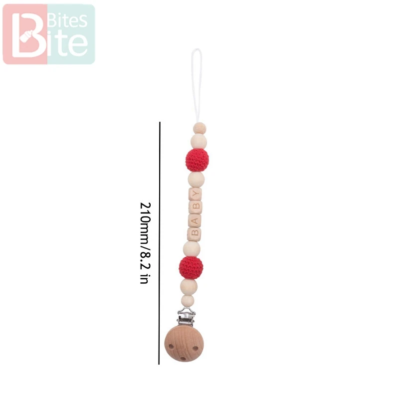 Pacifier Clip Укусы 1 комплект, детский деревянный прорезыватель, соска, зажимы, цепочка, рождественский подарок, погремушка для кормления детей, пищевой Перл, силиконовые бусины, игрушки - Цвет: Pacifier Clip
