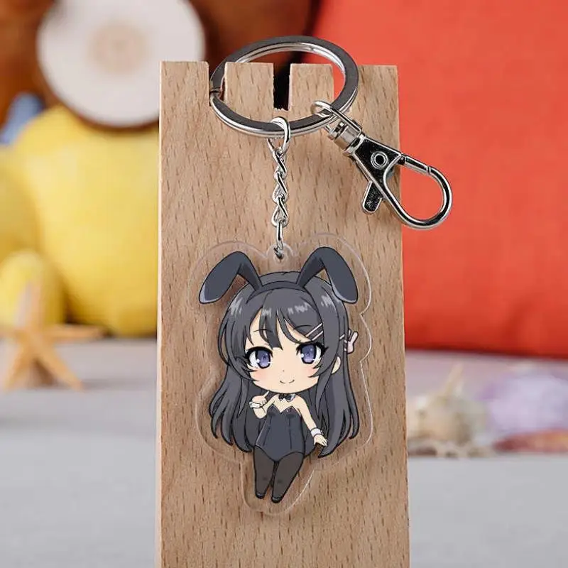 1pc New Anime Rascal Not Dream of Bunny Girl portachiavi Cartoon Figure Senpai Sakurajima Mai acrilico pendente figura giocattoli