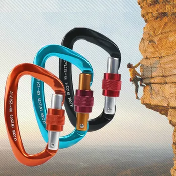 

Mountaineering Caving Rock Carabiner Climbing Safety Shaped Screw D Equipement Master Escalade Lock Buckle