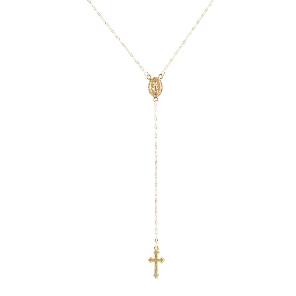 New Vintage Gold/Rose Gold Christian Cross Bohemia Religious Rosary Pendant Necklace for Women Charm Jewelry Gifts