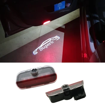 

2Pcs LED Car Logo Door Light For SKODA Superb 2009-2015 Lights Projection Lamp Ghost Shadow Welcome Light Auto Accessories