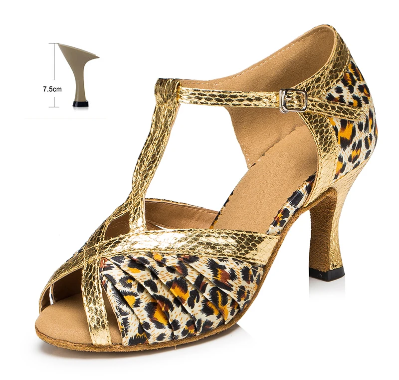 Leopard 7.5cm Женские Бальные вечерние туфли для латинских танцев Обувь с мягкой подошвой профессиональная танцевальная обувь леопардовая обувь на высоком каблуке танцевальная обувь для сальсы - Цвет: Leopard 7.5cm