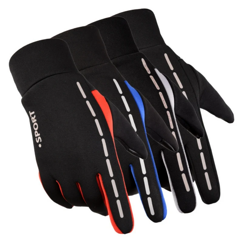Ветрозащитные перчатки для велоспорта, зимние теплые флисовые перчатки с сенсорным экраном для мужчин и женщин, длинные перчатки для езды