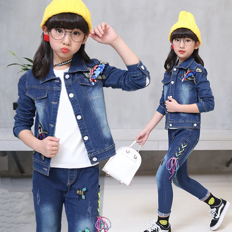 

Childrenswear Children Denim Suit 2019 Spring And Autumn Fashion Piece Korean-style Young STUDENT'S Denim Suit Fashion