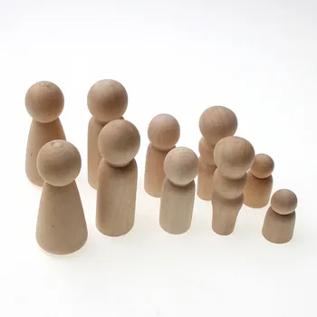 

5pcs Creative Five People Wooden Peg Dolls Toy People Manual Painting Dolls Crafts Graffiti Unfinished Solid Wood DIY Decoration
