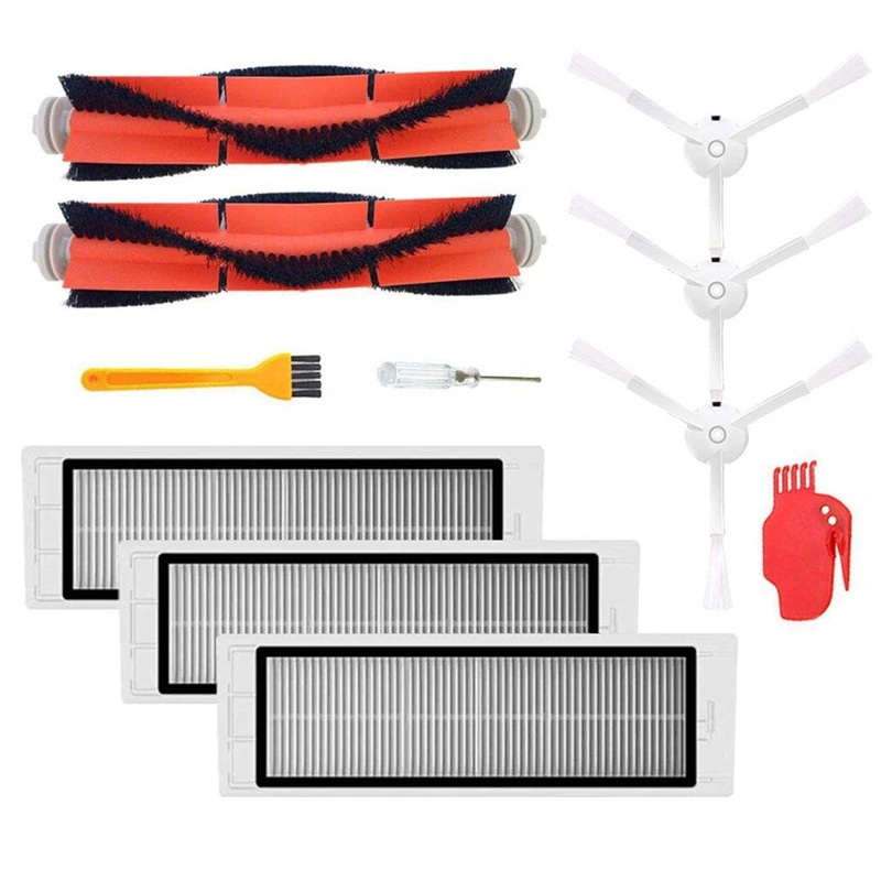 2 шт. основная щетка + 3 шт. Hepa фильтр + 3 шт. боковая щетка для пылесоса Высокоэффективная очистка подметание подходит для Xiaomi Mi робота Pa
