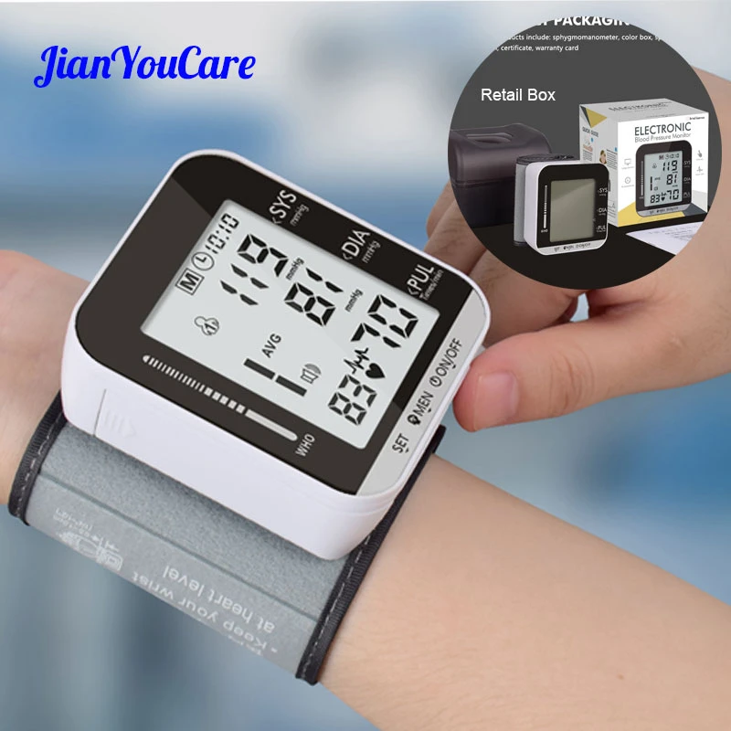 Health Care Automatic Wrist Blood Pressure Monitor + case Digital LCD Wrist Cuff Blood Pressure Meter Esfingomanometro Tonometer