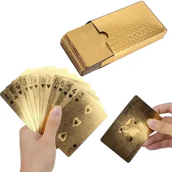 

Geometric Waterproof 24K Gold Foil Poker Playing Cards For Casino Durable