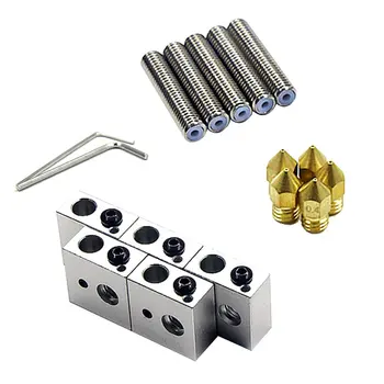 

15pc/set 1.75mm Teflon Throat Tube+0.4mm Extruder Nozzle Print Heads+Heater Blocks Hotend For MK8 Makerbot ANET A8 3D Printer