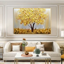 

Handmade Canvas Art Paintings For Interior Modern Abstract Golden Tree Oil Paintings Home Living Room Hotel Decoration Picture