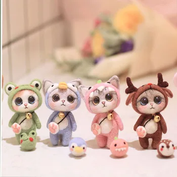 

1 set, handmade felt diy doll cats pass the time handmade diy poke le wool felt material package, you need to make it yourself