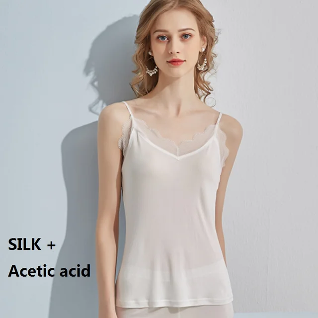 Silk Camis Sexy Lace White Top Tops Women Clothing Vest Cute Tube