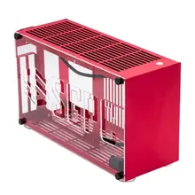 Liga de alumínio a4 itx k55 i5 i7 pequeno computador anfitrião caso compatível com rtx 2080 ti placa gráfica jogo computador chassi-vermelho