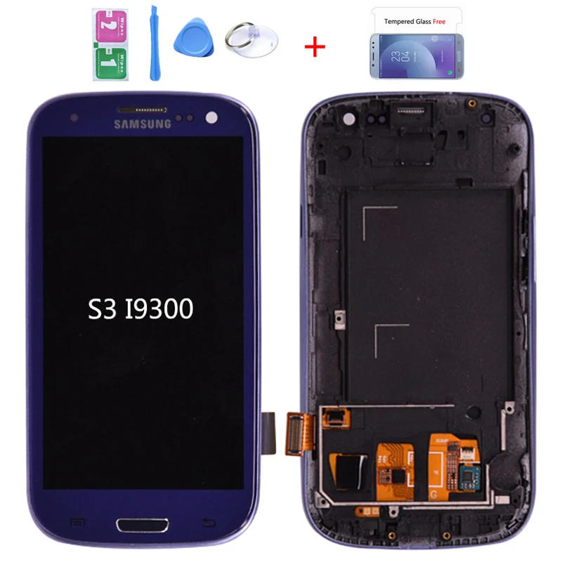Pаспродажа Для samsung Galaxy S3 i9300, ЖК дисплей, сенсорный экран, дигитайзер, полная сборка, рамка с рамкой и домашняя панель