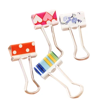 

AAY-20 Pcs/Box Lovable Small Fresh Color Long Tail Clip Printed Long Tail Clip Metal Bill School Office Supplies