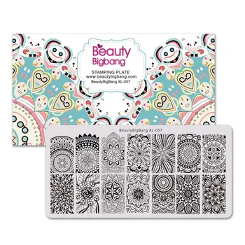 

BeautyBigBang Stamping Plates Geometry Mandala Flower Datura Pattern Nail Template Mold Nail Art Stencil Stamping Plate XL-057