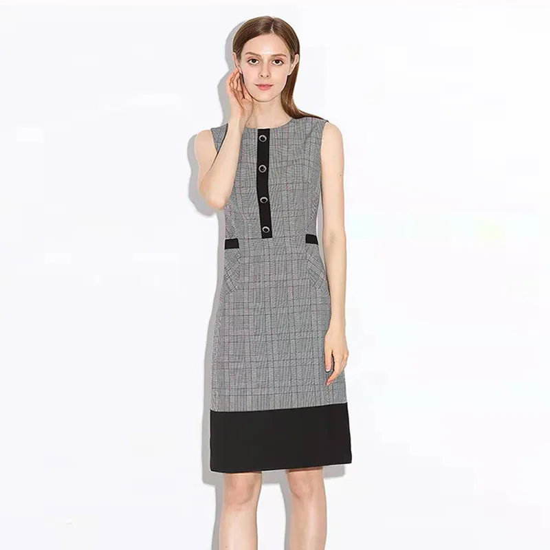 Новое Женское клетчатое платье Patcherwork, модные облегающие офисные платья A907