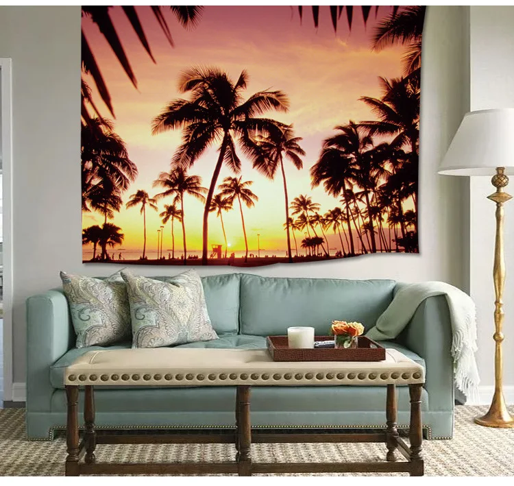 Фламинго, пляж, пейзаж 3D напечатанный на заказ ГОБЕЛЕН, гобелен на стену, спальня домашний гобелен, украсит ваши любимые настенные карты - Color: Color5