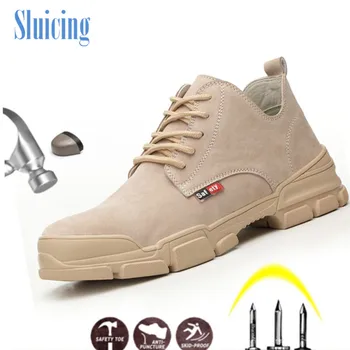 

British Style classic fashion leather men's steel head safety shoes anti smashing, anti slip, anti piercing simple casual shoes
