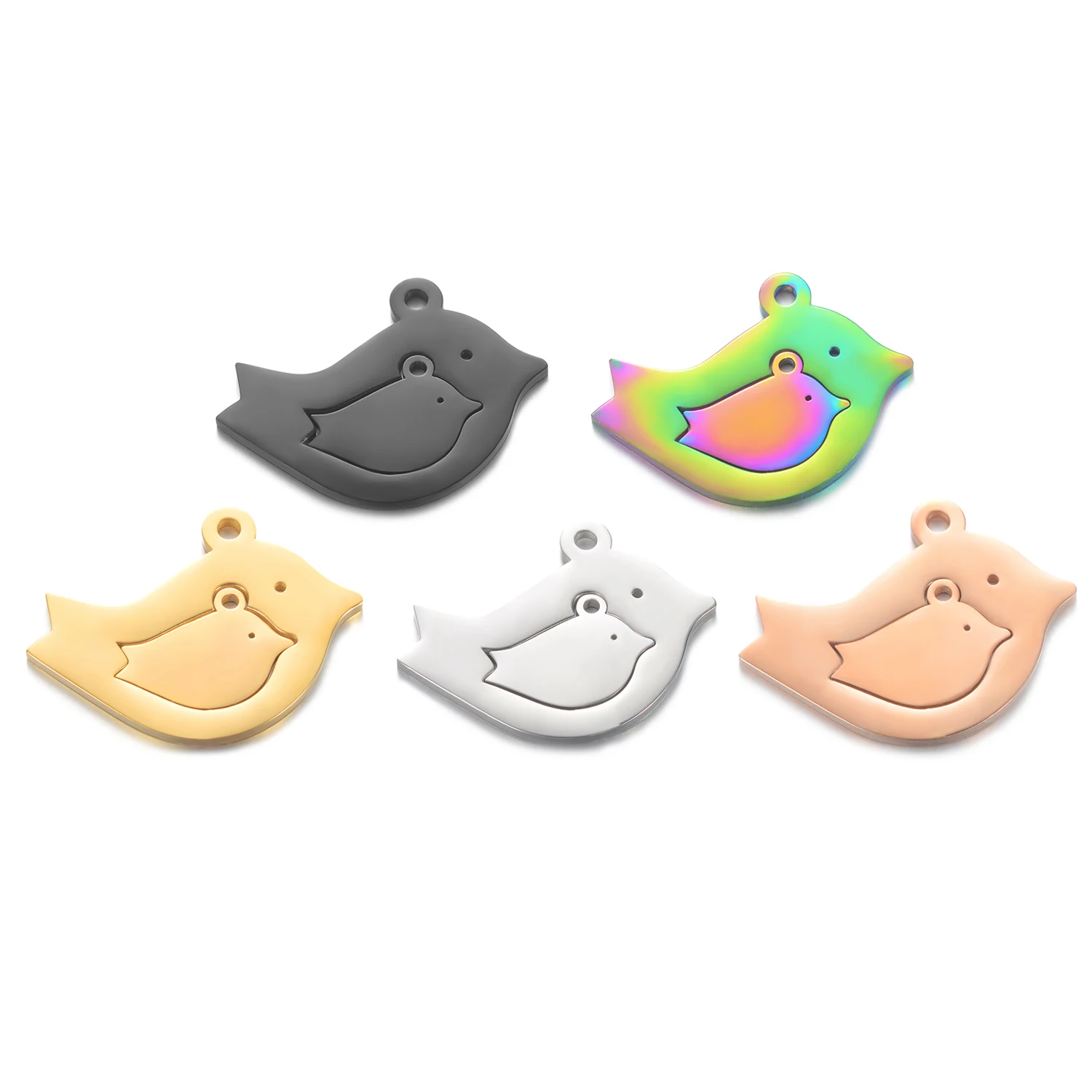 

3sets/lot Mirror Polish Stainless Steel two-in-one Bird Charms Set for Mother & Daughter Jewelry Accessories DIY Making Necklace