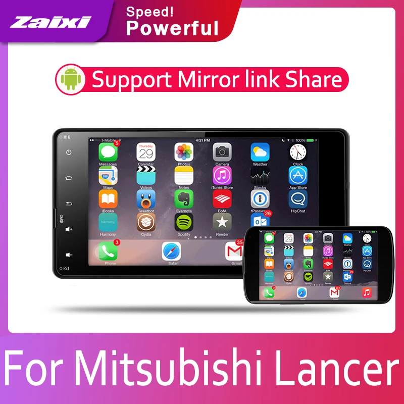 ZaiXi 2din автомобильный мультимедийный Android Авторадио автомобильный проигрыватель с радио и GPS для Mitsubishi Lancer 2013~ Bluetooth зеркальная поверхность подключение Navi