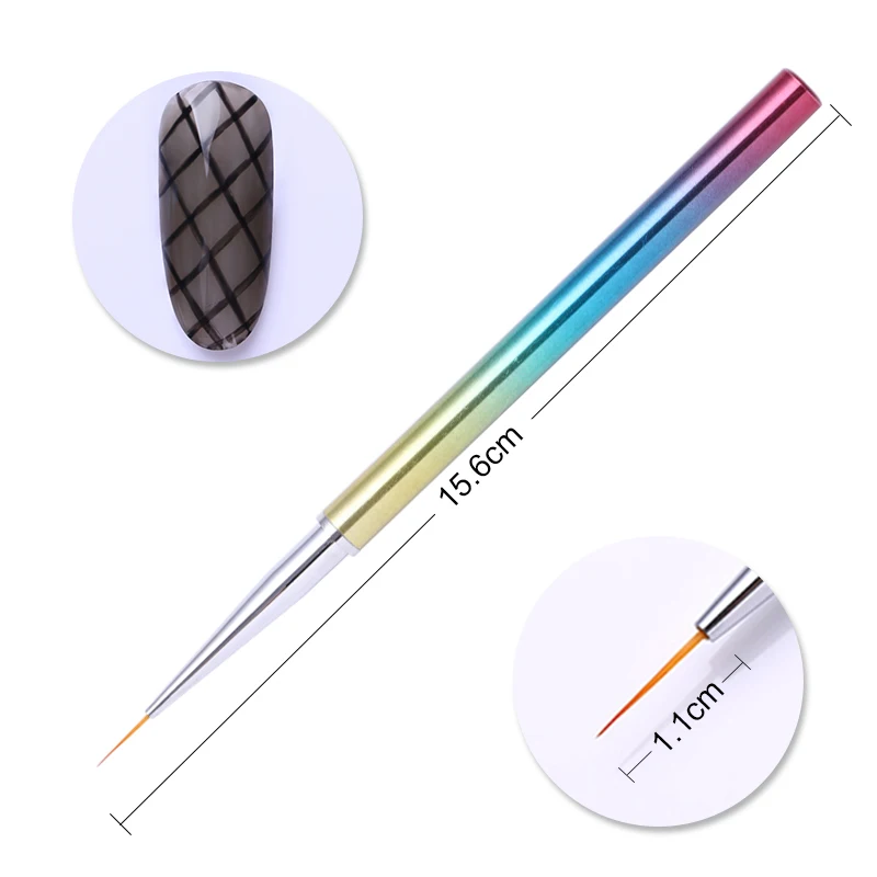 1 шт цветной шарик ручка ногтей лайнер для рисования кисти 5 мм-20 мм с крышкой УФ-гель ручка для рисования Маникюр Инструменты для дизайна ногтей аксессуары для ногтей - Цвет: Liner Brush-11mm 2