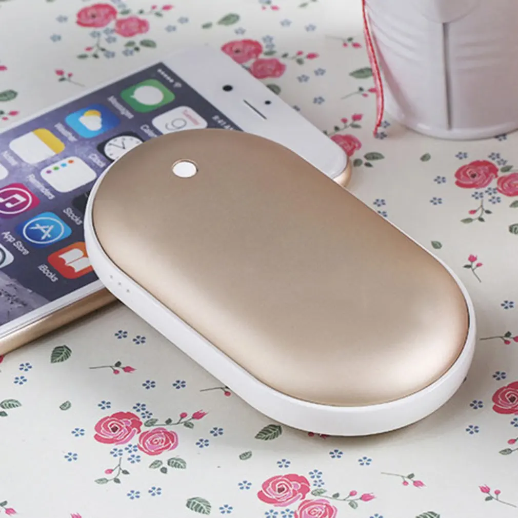 Золотой USB Перезаряжаемый водонагреватель для рук электронный маленький портативный ручной подогреватель для ног мгновенный нагрев для зимы 5200mAh - Цвет: Золотой