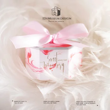 

6pcs Gray Marble Wedding Candy Packaging Paper Box European Style Wedding Wedding Candies Box Creative Wedding