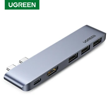 UGREEN-adaptador para MacBook Pro Air, USB C HUB Dual tipo C a Multi USB 3,0 4K HDMI para MacBook Pro Air, Thunderbolt 3, Dock USB C 3,1, Puerto tipo C HUB