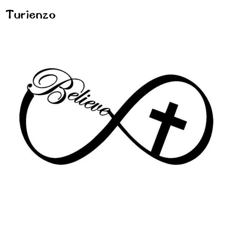 Turienzo 15CM*7.5CM Personalized Cross Christian Jesus Believe God Vinyl Window Stickers CT-1599 | Автомобили и мотоциклы