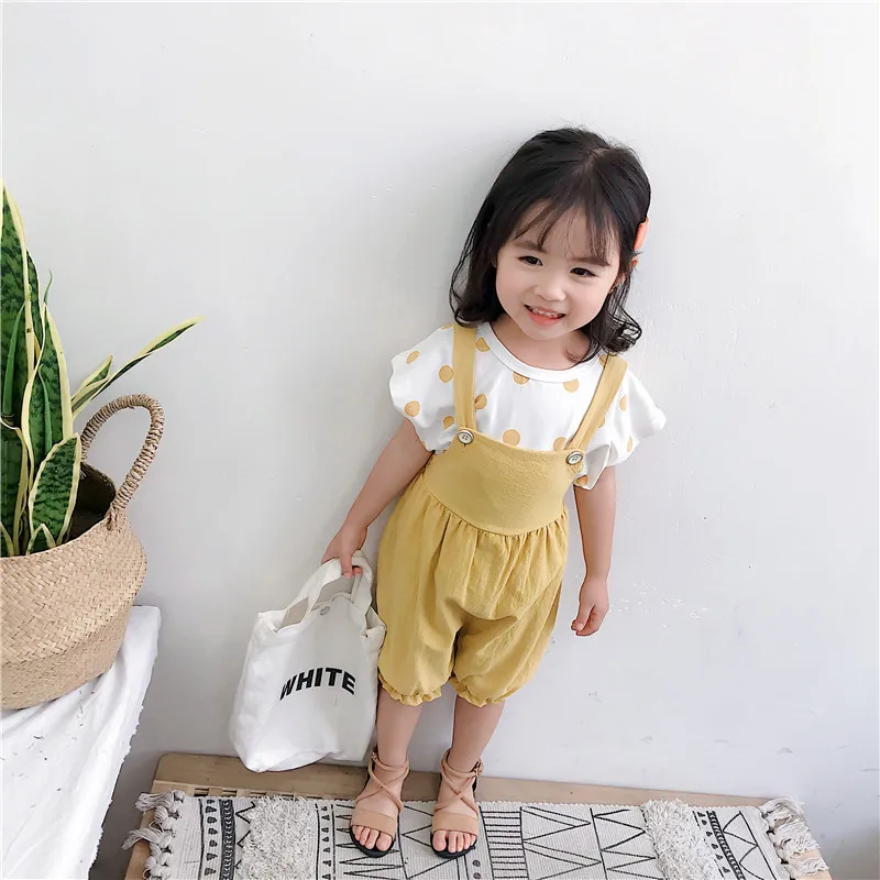 Детские комплекты одежды для девочек Новая летняя стильная одежда для маленьких девочек комплекты детской одежды из 2 предметов с короткими рукавами/1918