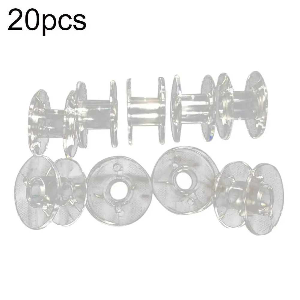 

20Pcs Transparent Empty Bobbins Plastic Sewing Bobbins Spool with Thread Storage Case Sewing Machine Tools Sewing Accessories