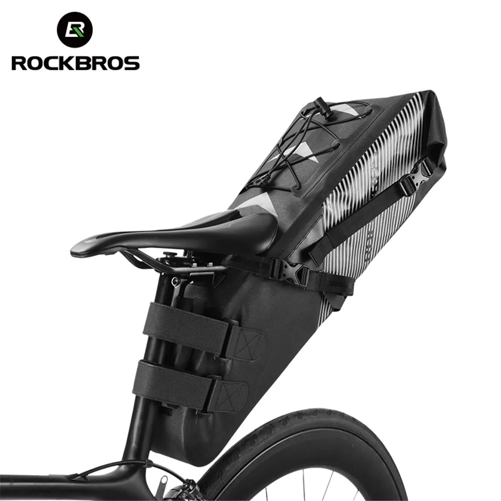 

ROCKBROS 10L Saddle Bike Bag Waterproof Large Capacity MTB Road Bicycle Bag Cycling Foldable Tail Rear Bag Bicycle Accessories