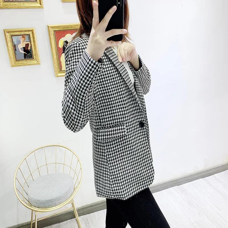 autumn one buckle thousand bird suit suit female slim slimming temperament small suit jacket