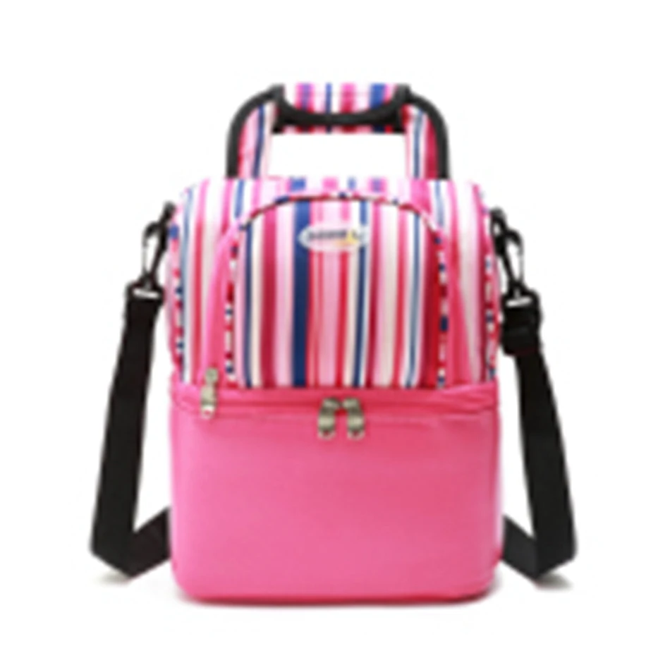 1 Fashion Double Layer Lunch Bag Portable Outdoor Waterproof Picnic Thermal Food Cooler Ice Thicken Insulated Oxford Cloth Tote - Цвет: 1