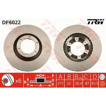 

Brake disc HYUNDAI GALLOPER 98 front vent D = 277mm. TRW D