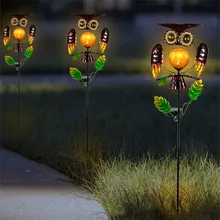 Солнечный газонный светильник с изображением совы из кованого железа, Окрашенный корпус, наружный светильник с вилкой, 1,2 в, 600 мА/ч, NiMH аккумулятор, 0,05 Вт, мощное железо XJ
