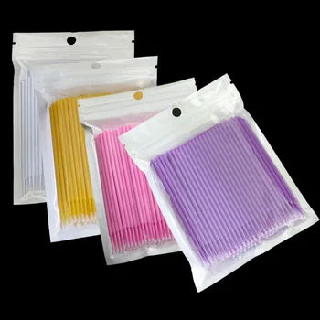 일회용 속눈썹 브러시 면봉 보푸라기 없는 마이크로브러시, 속눈썹 연장 도구, 개별 속눈썹 및 접착제 제거 도구, 100PCs/로트