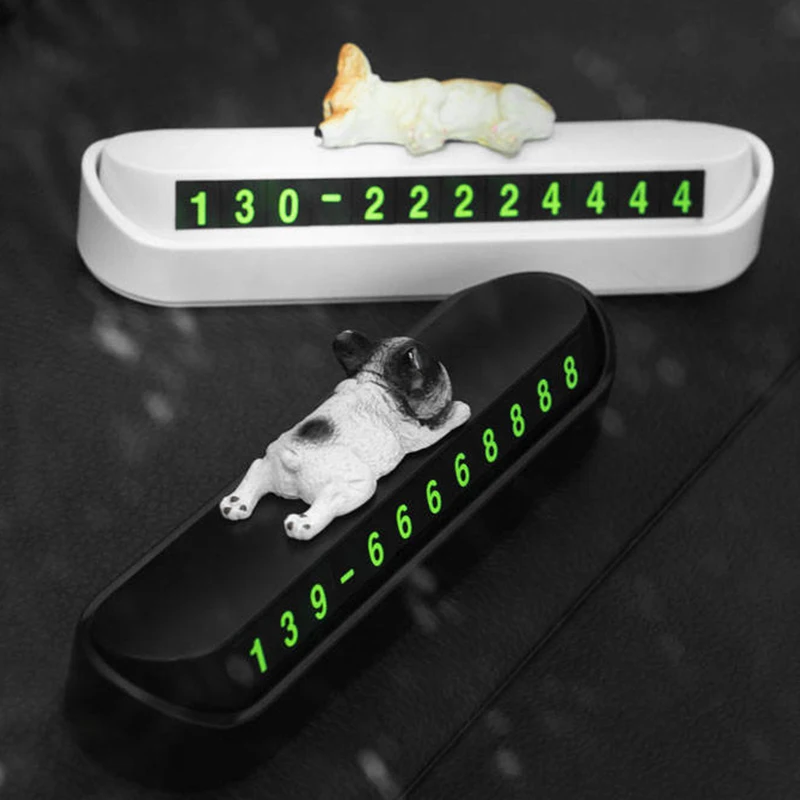 

Hiddenable Temporary Car Parking Card Telephone Car Parking Number Plate Bully Dog Phone Number Card Car Stickers Accessories