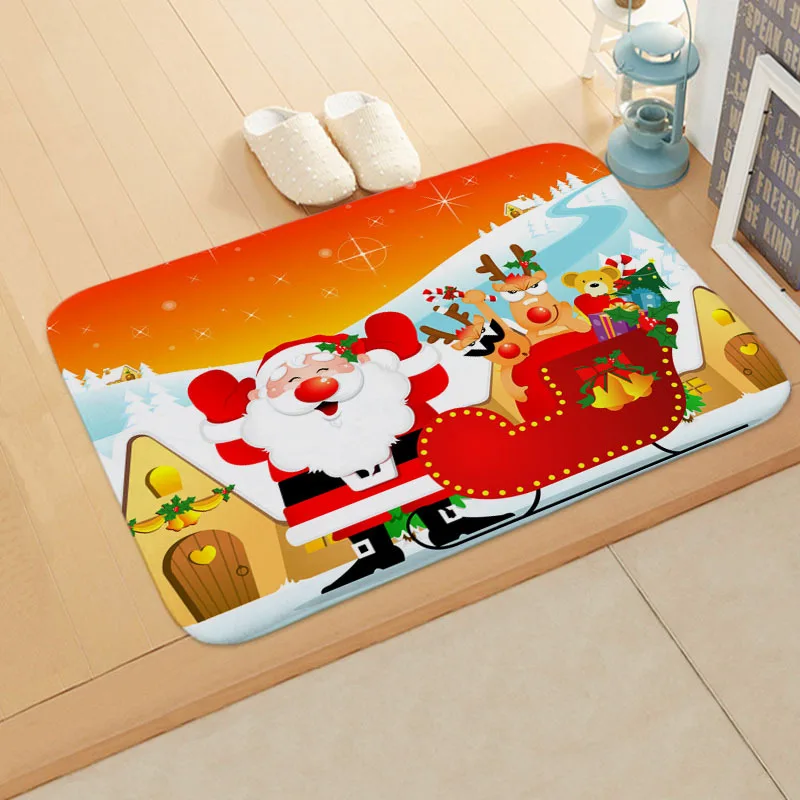 Рождественский коврик для ванной с Санта-Клаусом, фланелевый Рождественский Декор, принт, коврик для ванной комнаты, нескользящий коврик, домашний декор, дверной коврик vloerковрик - Цвет: 12
